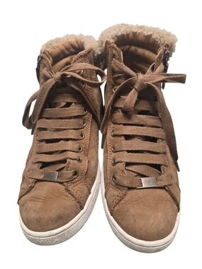 UGG Women's Brown Faux-Shearling High-Top Sneakers 8.5 RaRE! Unique